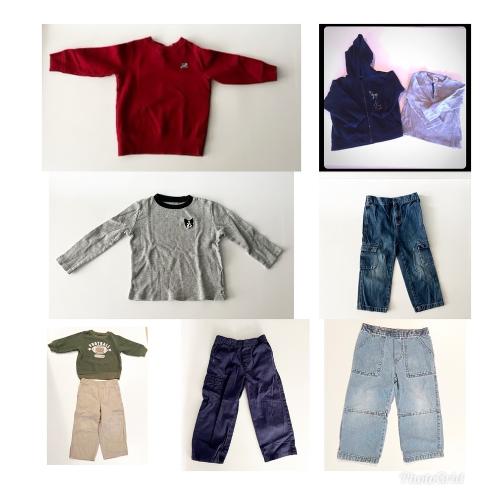 Bundle of 9 3T Boys Pants and Long Sleeve Shirts, Sweatshirts and Jacket